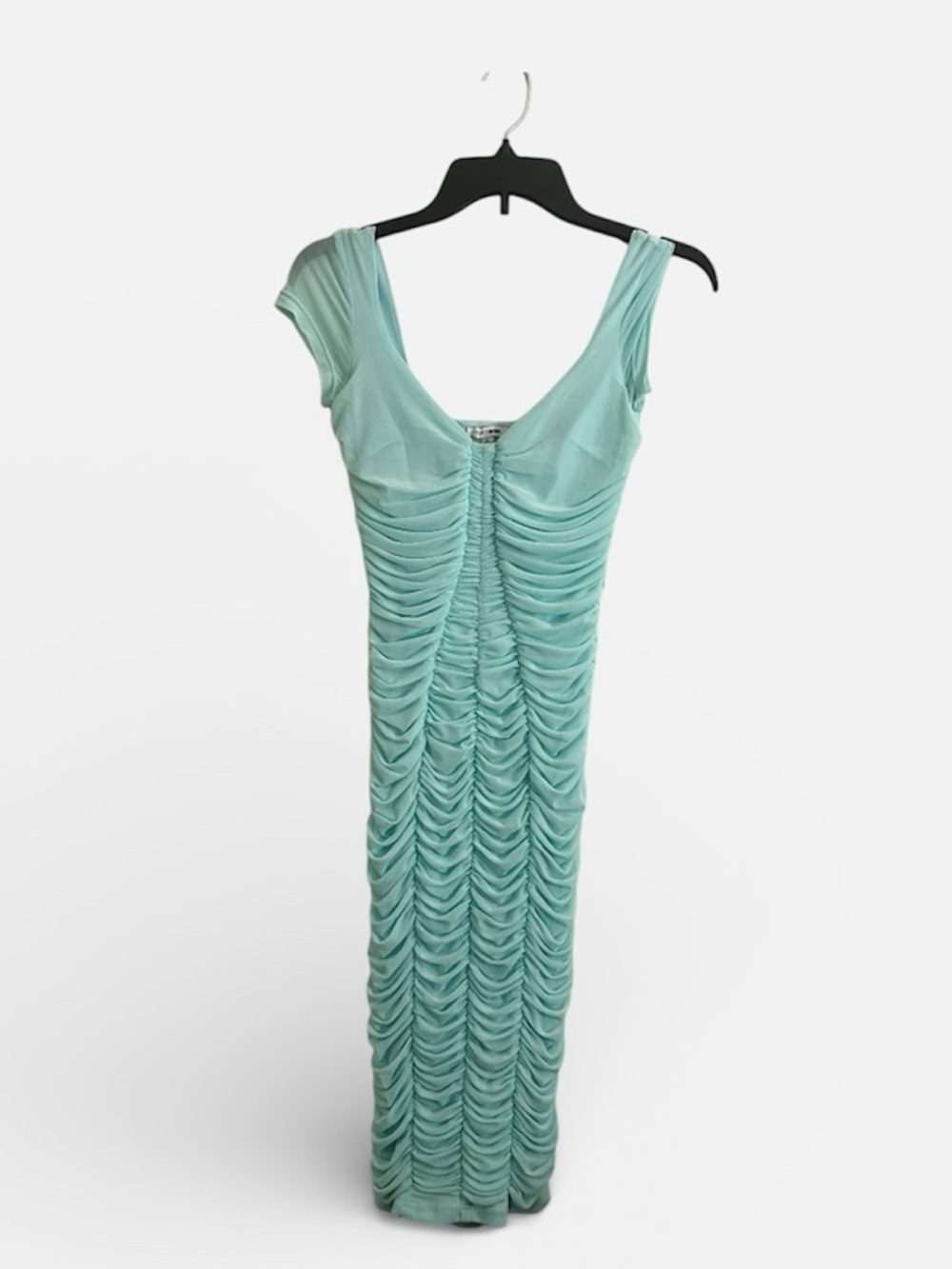 Icy Blue Ruched Midi Dress